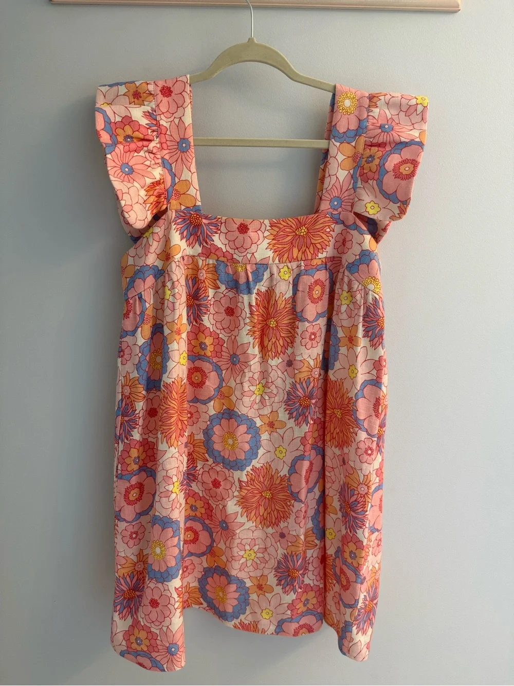 Tuckernuck Pink Floral Mini Dress with Blue & Yellow Accents - Picture 1 of 4